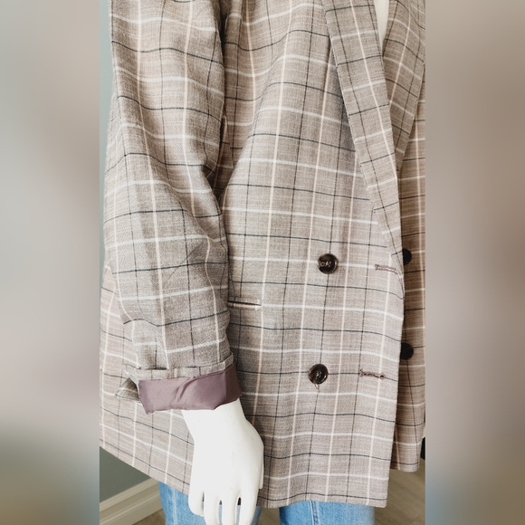 [22] NWOT Reitmans Plaid Double Breasted Relaxed Blazer - Picture 7 of 11